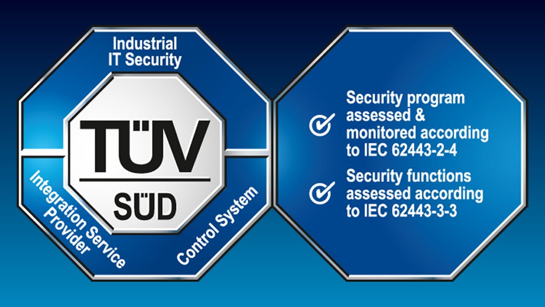 Mark of conformity: IT security certified by TÜV SÜD according to IEC 62443-4-1