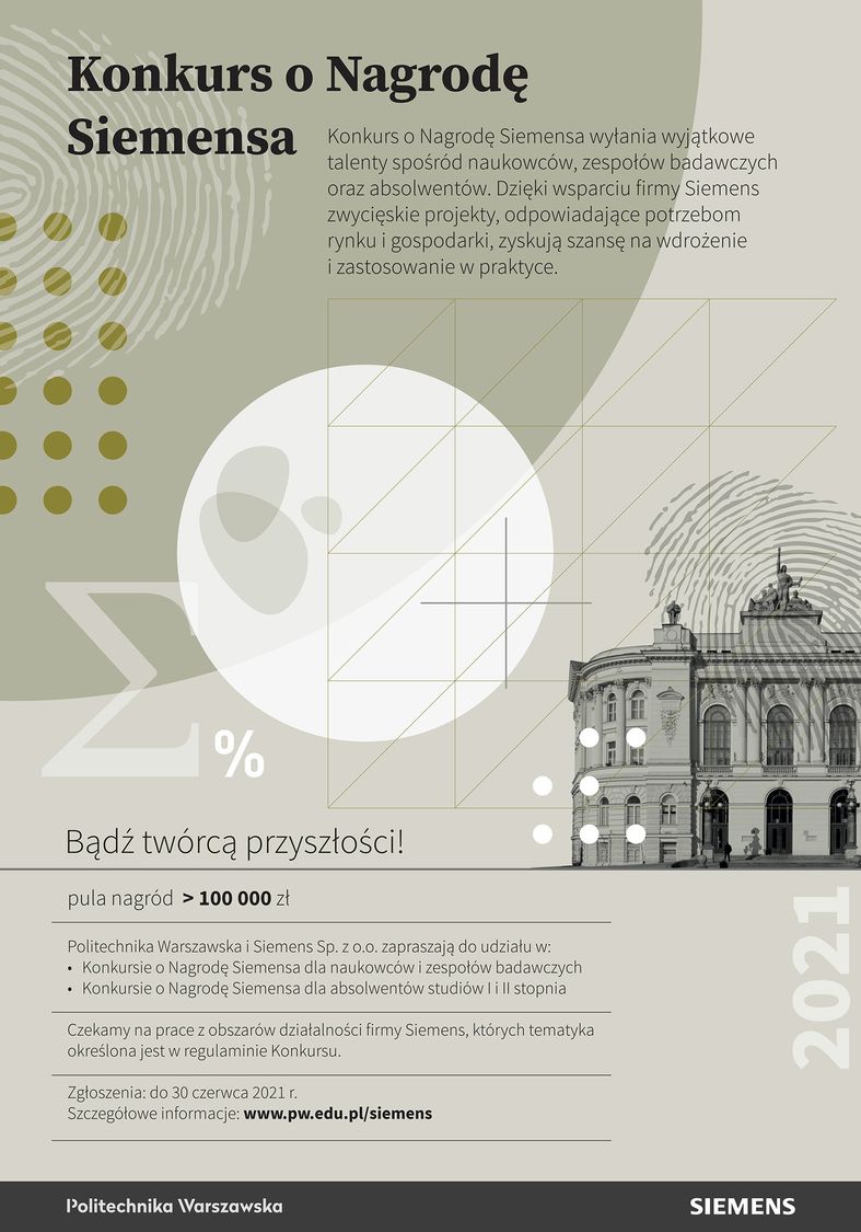 Plakat przedstawiający informacje o Konkursie o Nagrodę Siemensa