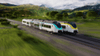 Two Desiros on tracks in a rural landscape Desiro ML ÖBB Cityjet eco
