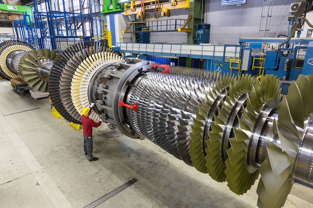 SGT5-8000H gas turbine in the Siemens assembling halls in Berlin