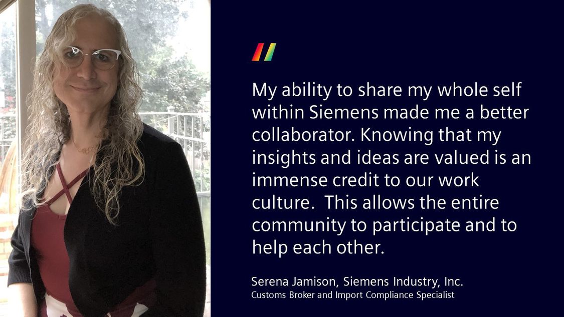 Serena Jamison - pride month quote about working at Siemens