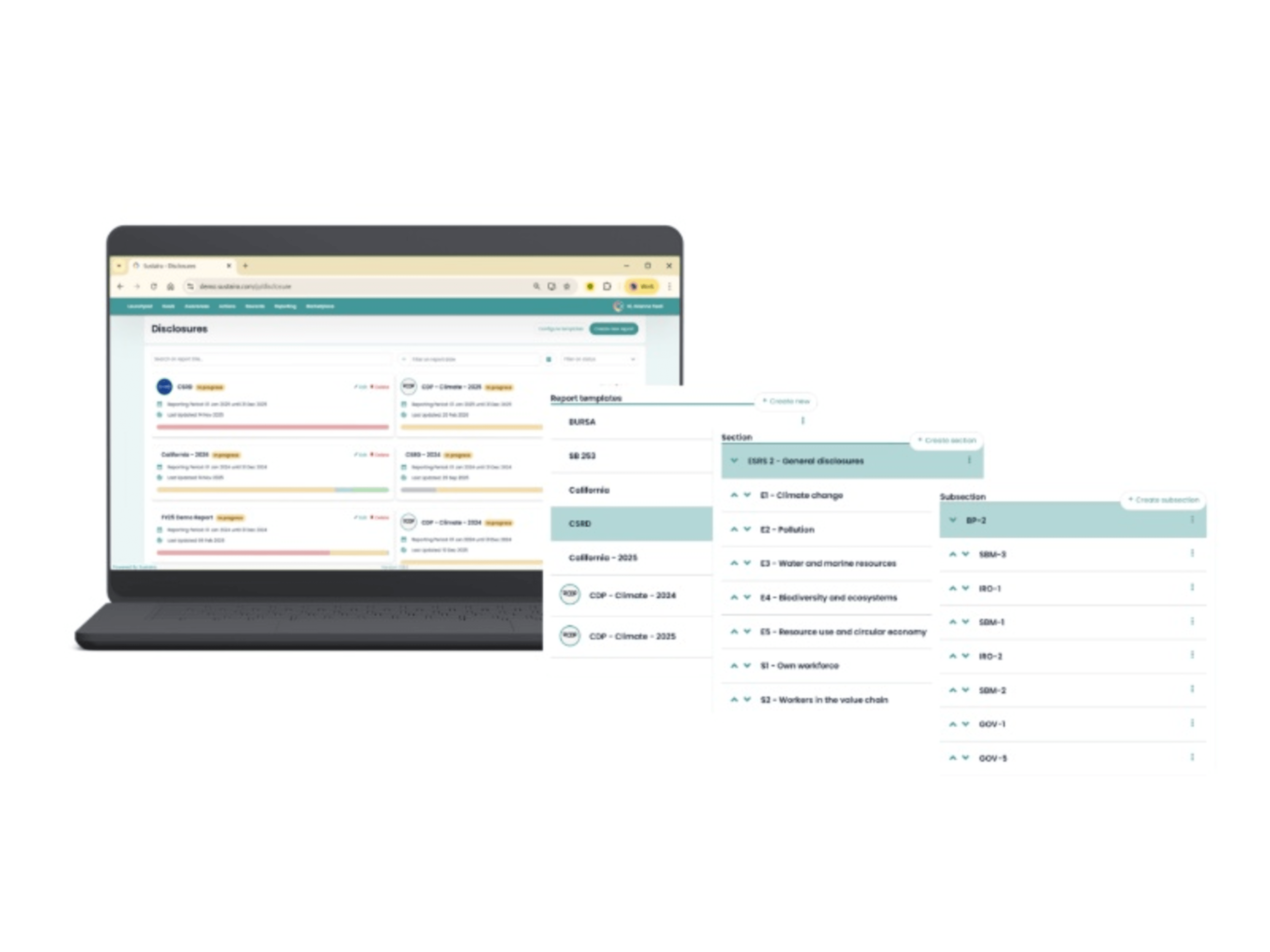 Laptop displaying disclosure reporting system