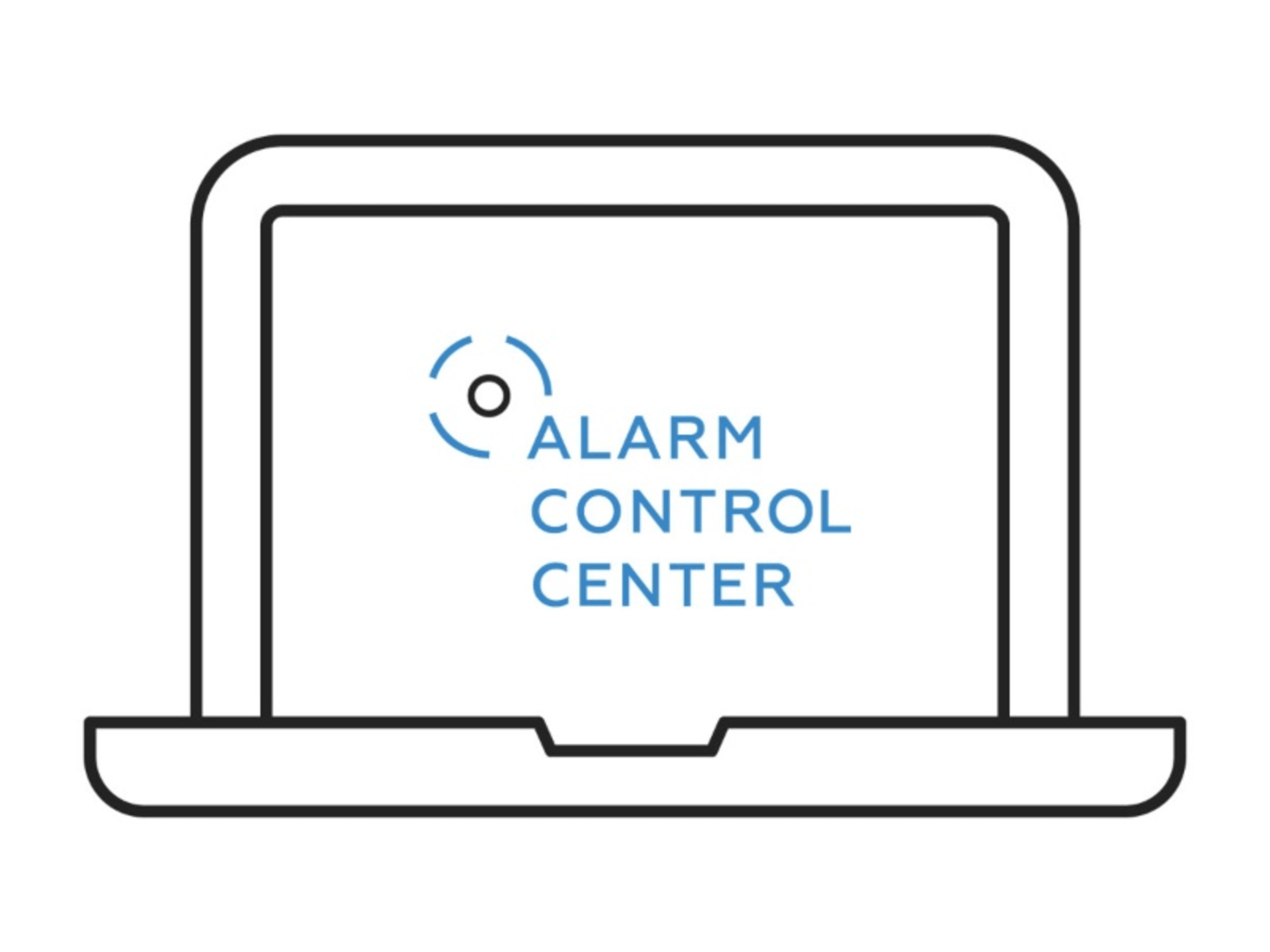 Ikona prenosnega računalnika z logotipom Alarm Control Center