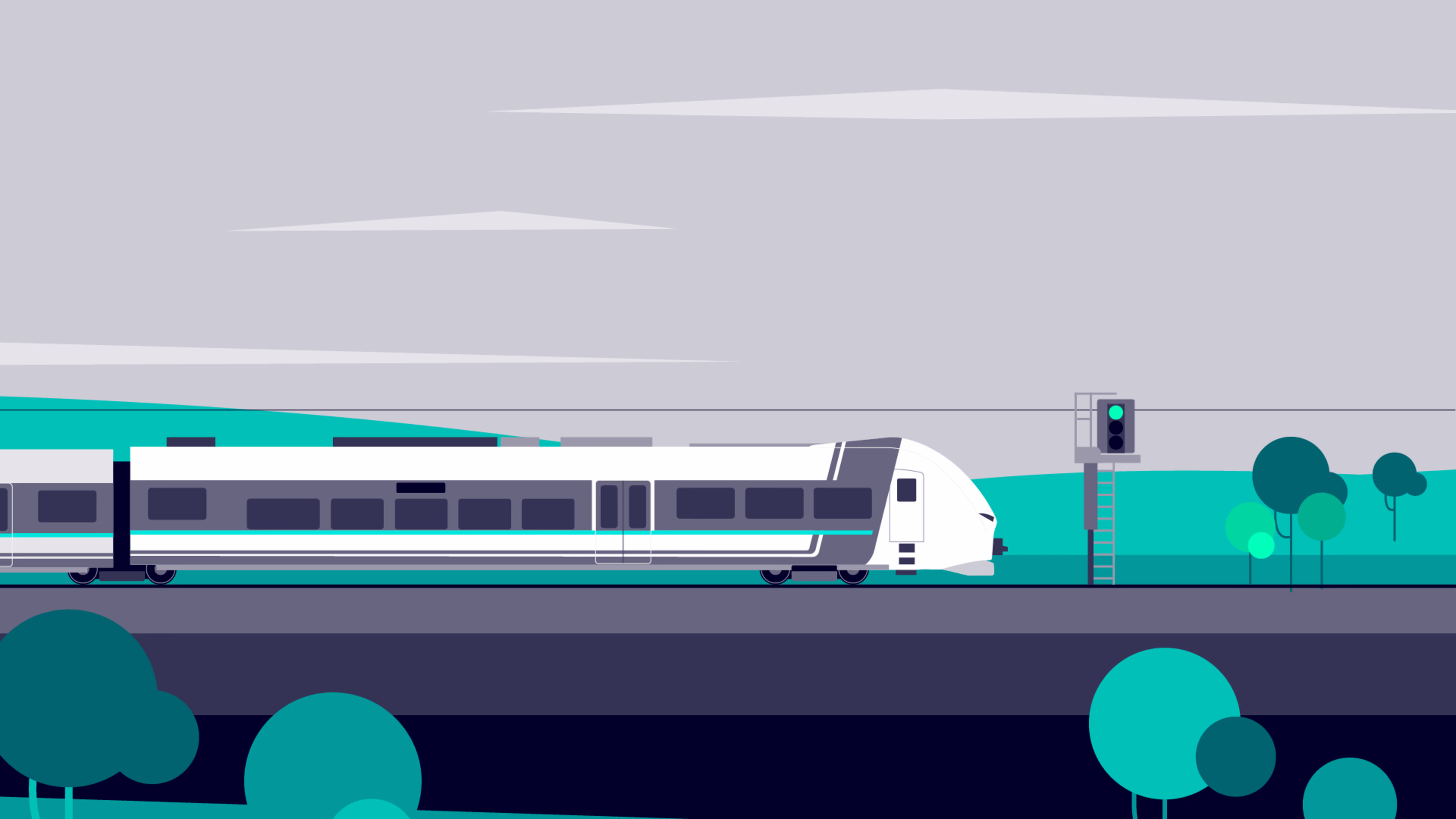 Graphic with fully automated train driving. Graphic AutomatedTrain Driving the vehicle