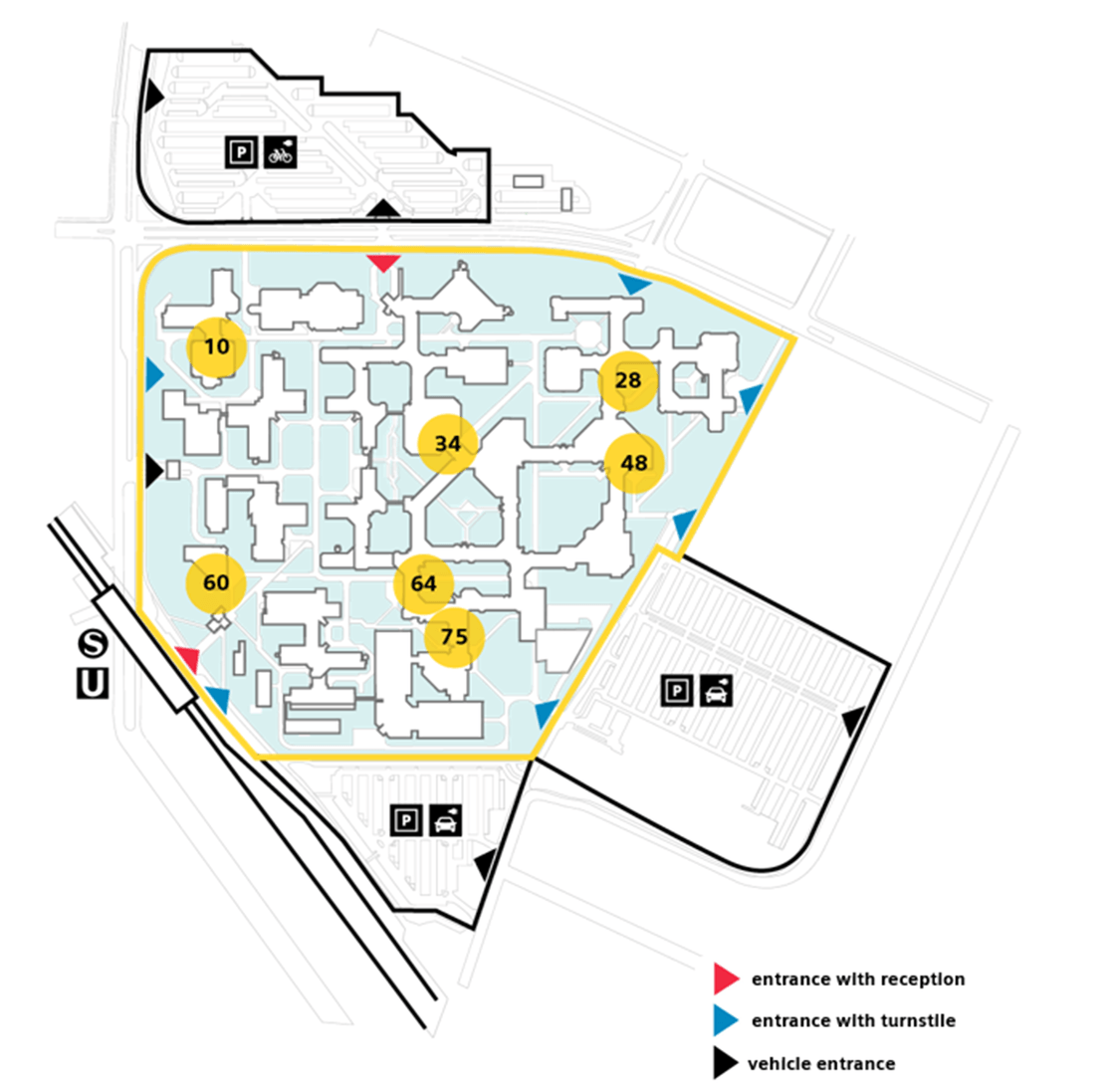 Site plan with leasable building areas