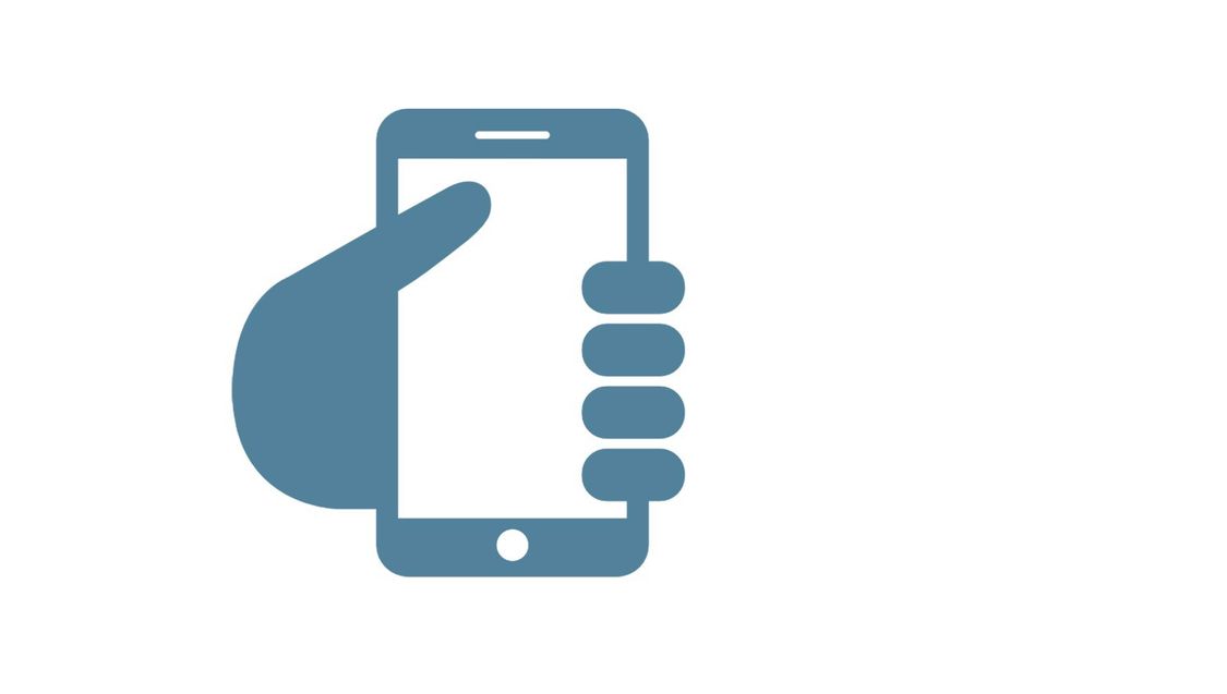 Hand holding smart phone icon