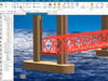 3D model of bridge over water in CAD software