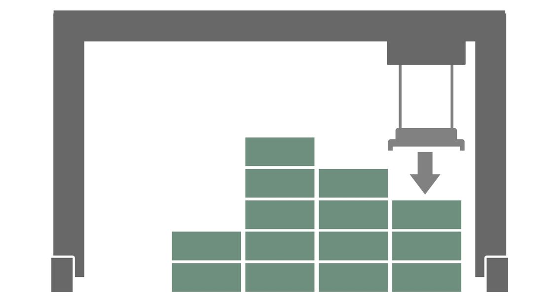 Visualization of landing of spreader on container