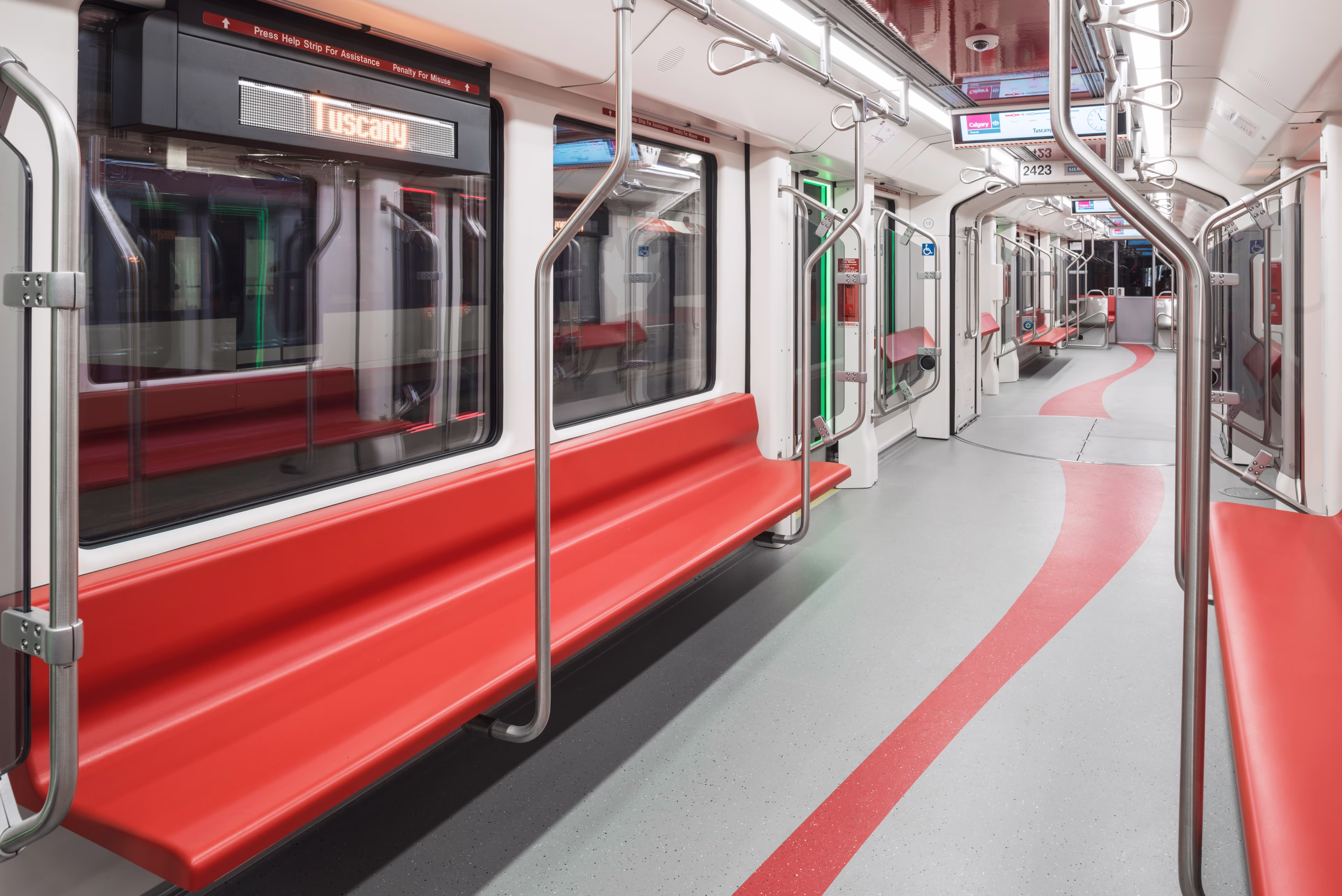 Inside of a Calgary Transit Light Rail Vehicle Inside of a Calgary Transit Light Rail Vehicle