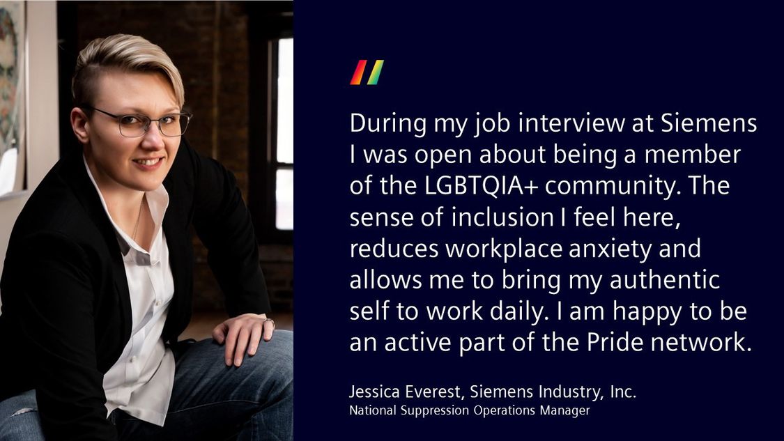 Jessica Everest - pride month quote about working at Siemens
