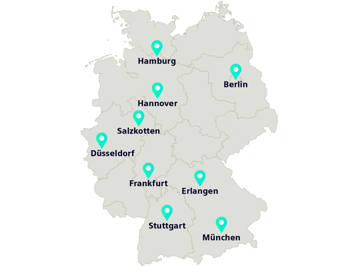 Siemens Financial Services ist mit zehn Standorten in Deutschland stets in Ihrer Nähe