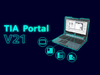 Laptop with TIA Portal V21 software and neon icons