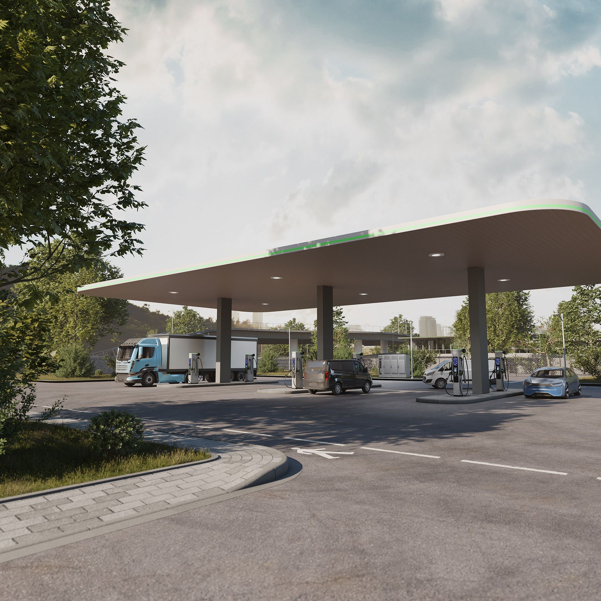 Illusztráció: En-route töltés a Siemens SICHARGE Flex e-töltővel. Forrás: Siemens