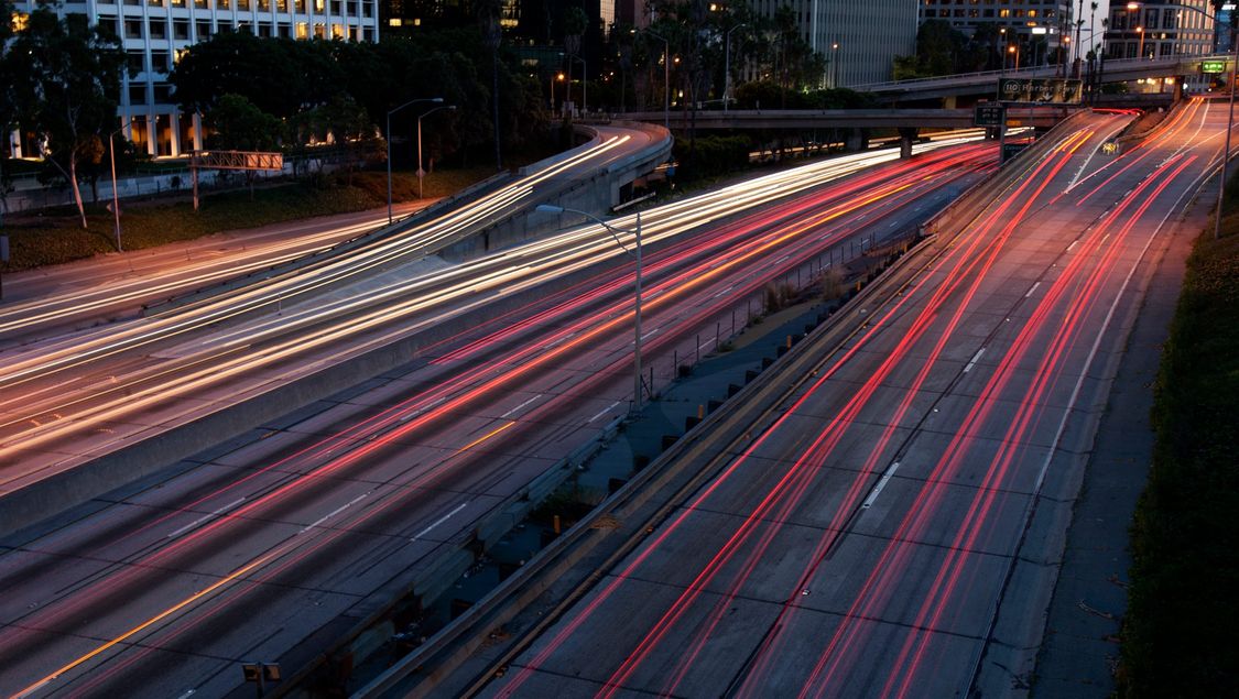empty highway lanes at night