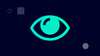 Symbol for more overview thanks to SINEC software family: one eye inside a light blue digital circle.