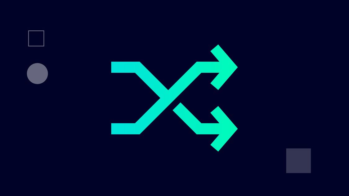 Symbol für mehr Agilität dank der SINEC Softwarefamilie: zwei sich überkreuzende Pfeile, die in dieselbe Richtung zeigen, in einem blauen digitalen Kreis.