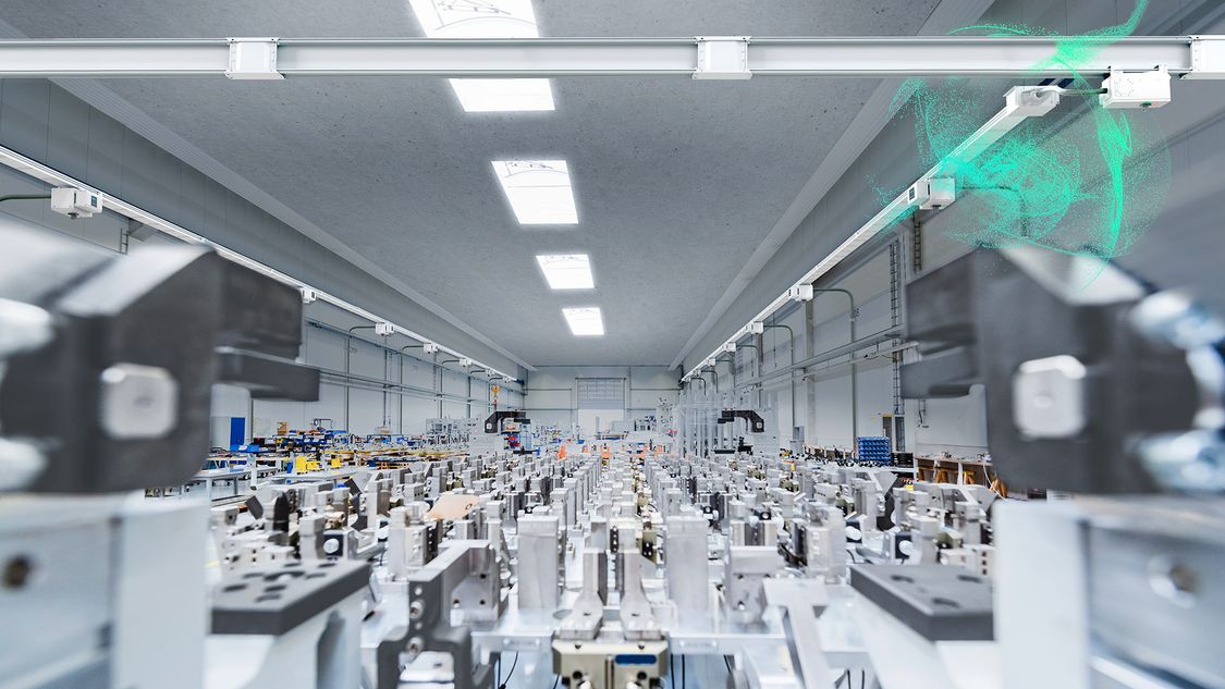 Factory hall with virtual busbars