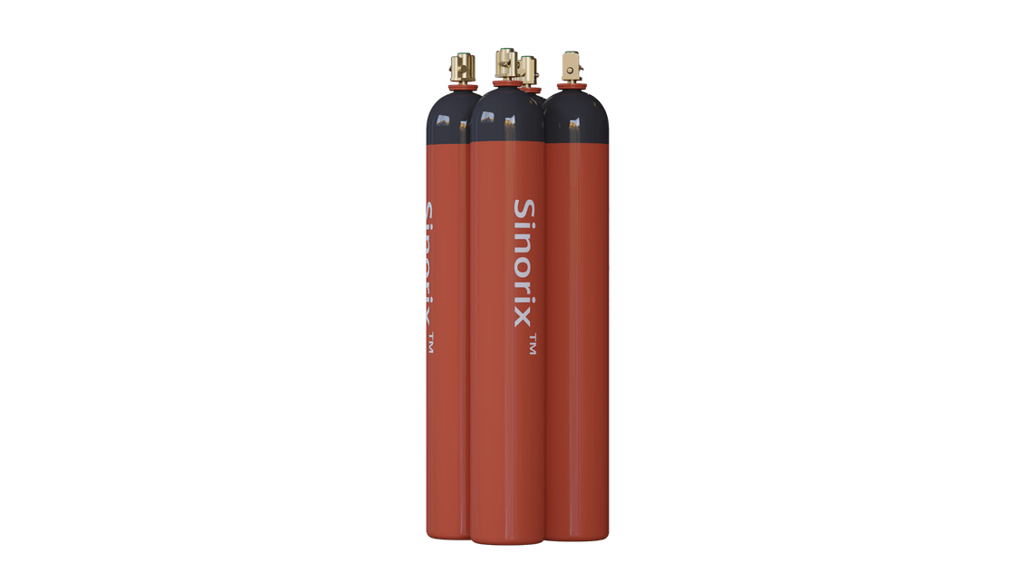 group of 4 Sinorix extinguishing cylinders
