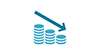 Graphic representing cost efficiency with three piles of coins lined up in decreasing size order