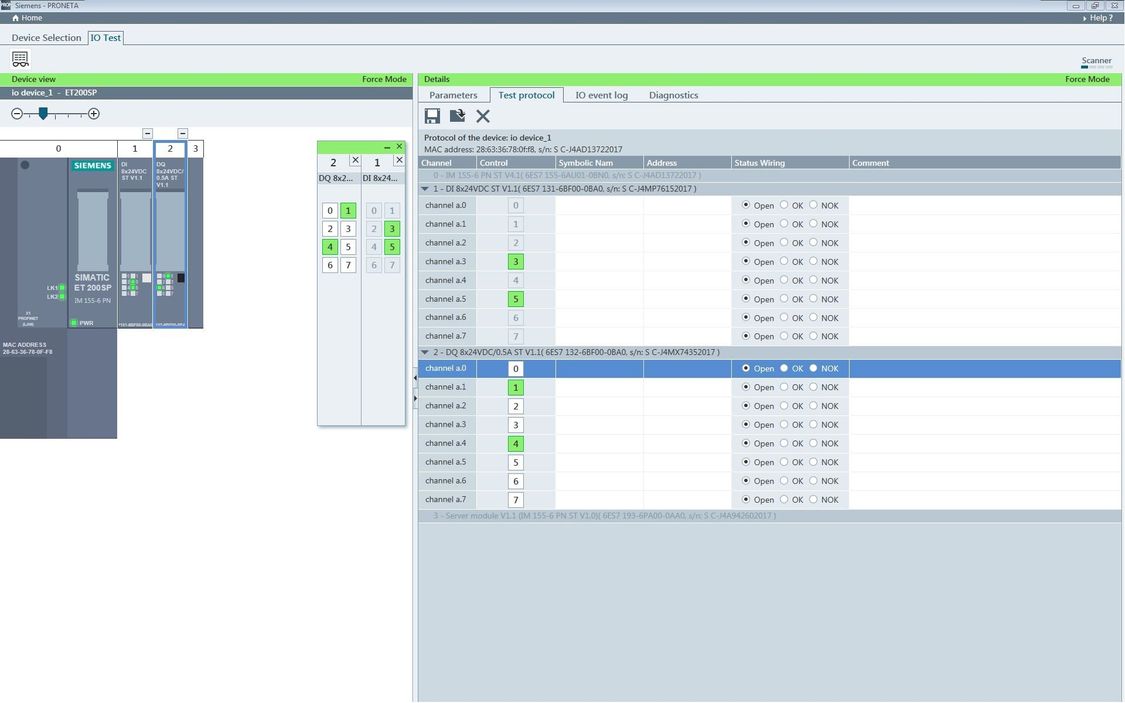 Screenshot aus PRONETA Inbetriebnahme- und Diagnose Tool für PROFINET Netzwerke
