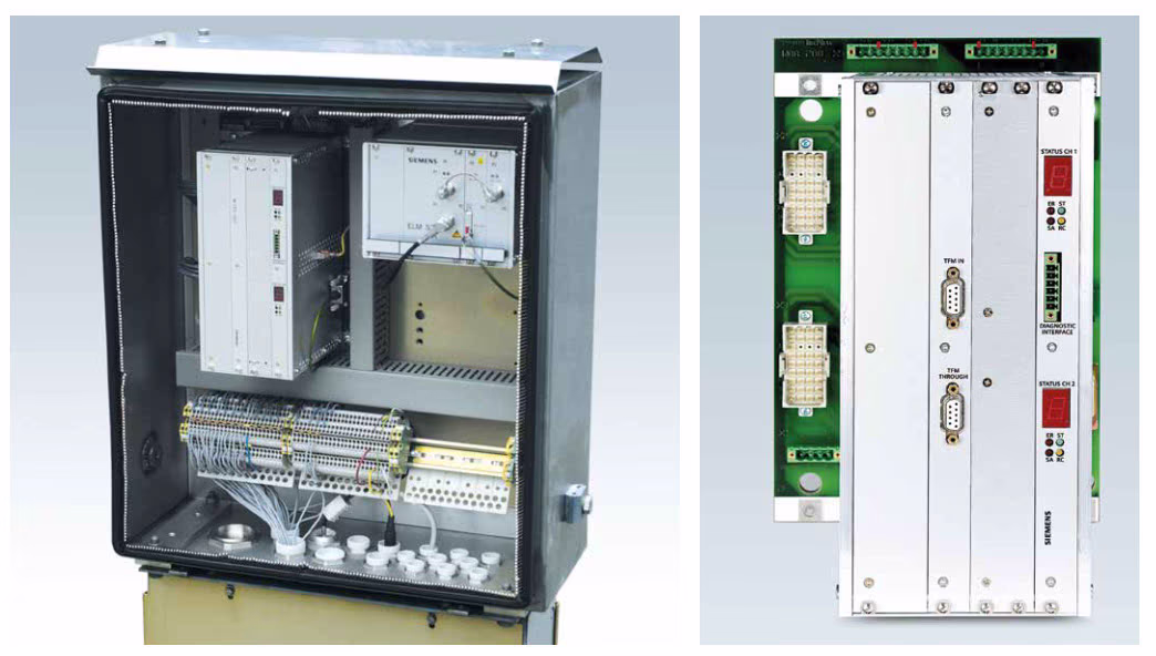Armoire électrique avec installations Trainguard LEU S21 MS et ELM S21 F Siemens Mobility ETCS LEU Lineside Electronic Unit