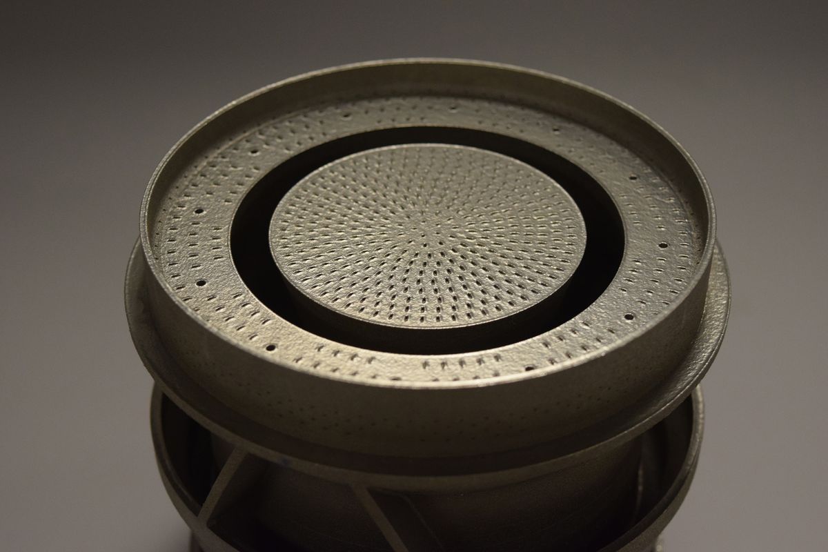 Pictured is a 3D-printed dry low emission (DLE) pre-mixer for the SGT-A05 gas turbine developed and tested by Siemens.