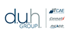 Logo der d.u.h.-Group mit den in die Grafik integrierten Logos der Tochterunternehmen CAE, Conmatix und Nexeo