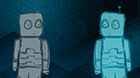 animação de com dois robôs representando os gêmeos digitais