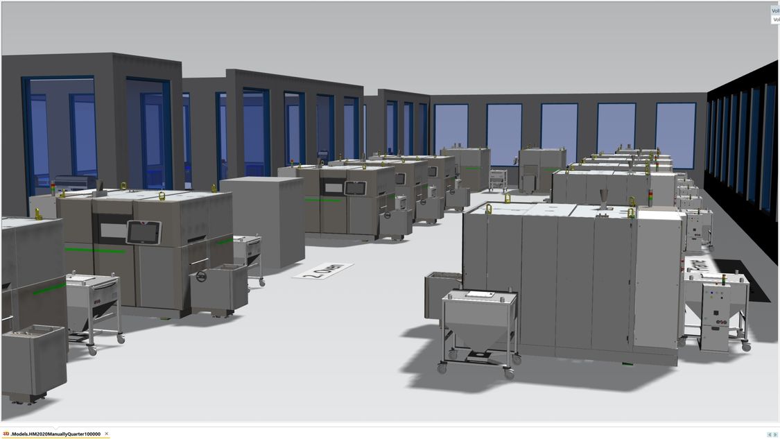 Le site de production virtuel est ensuite créé à l’aide du logiciel de conception et de simulation d’usine Tecnomatix Plant Simulation