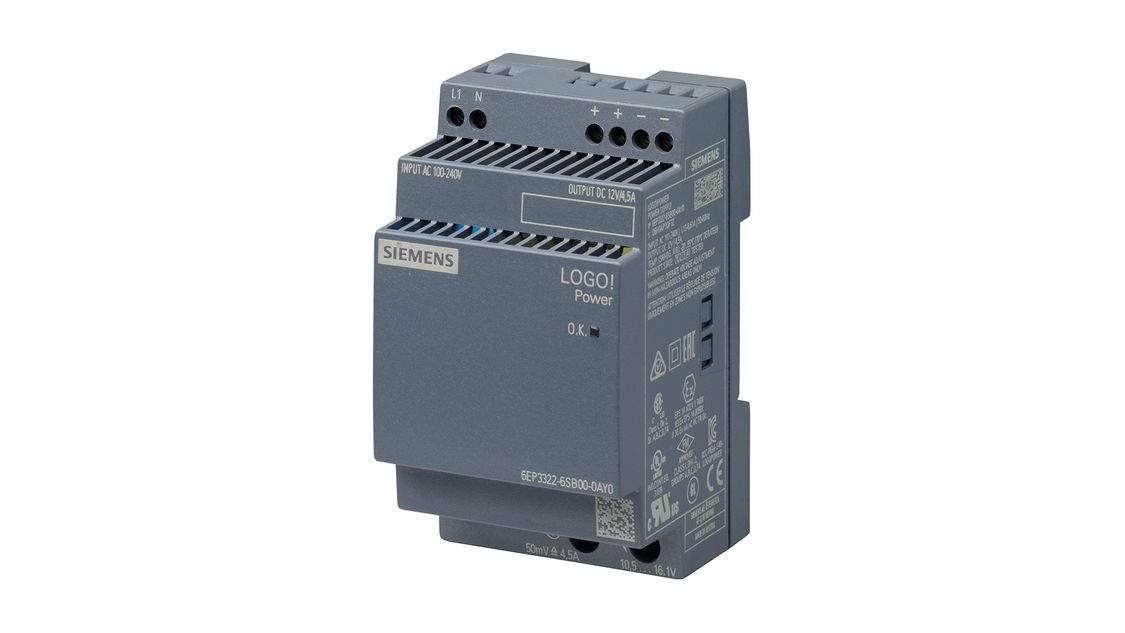 Fotografie produktu LOGO!Power, jednofázový, 12 V/4,5 A