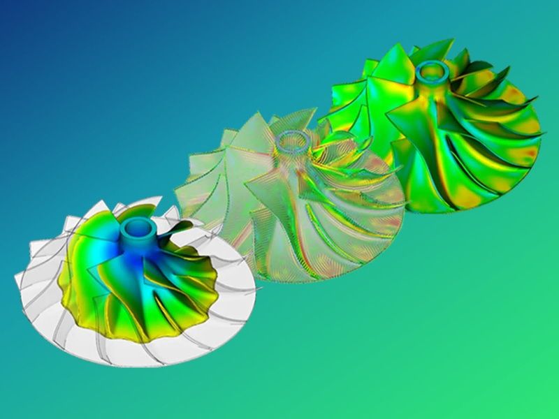 Grafika łopatek turbiny 3D