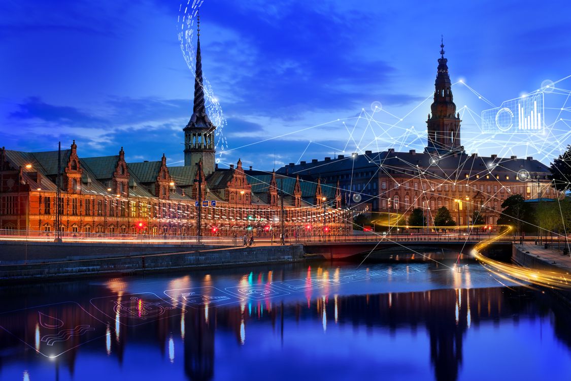 View over Denmark by night where Siemens introduced Mobility as a service.