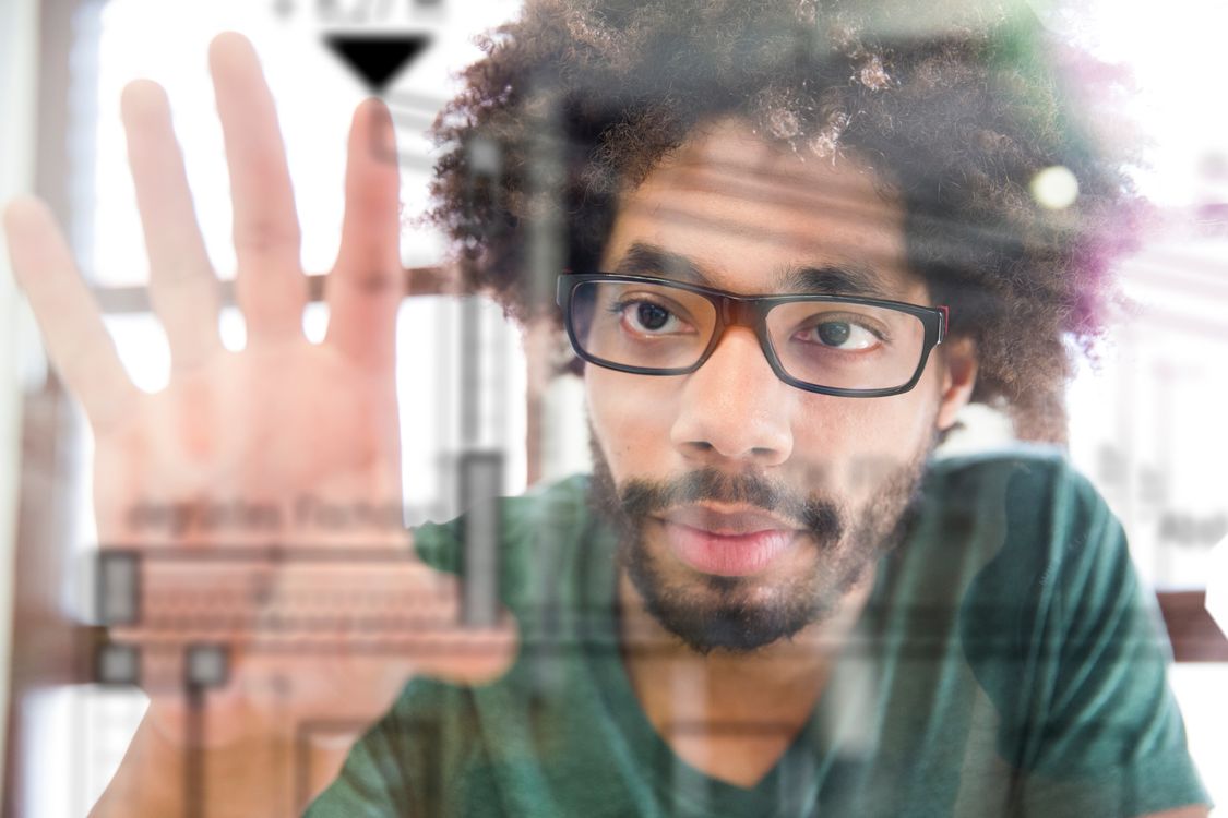 man using digital screens
