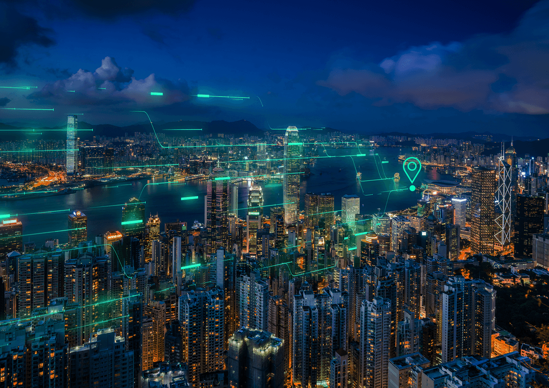 Hong Kong skyscarpers by night