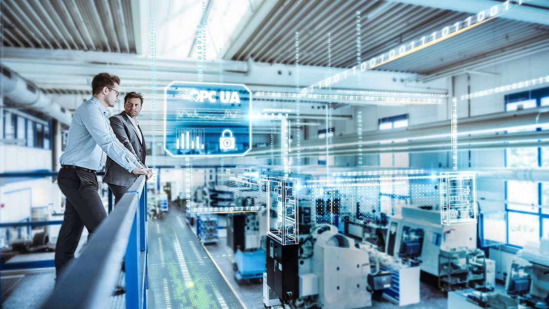 Pohled na chod podniku v reálném čase s grafickými prvky digitalizace pomocí protokolu OPC UA