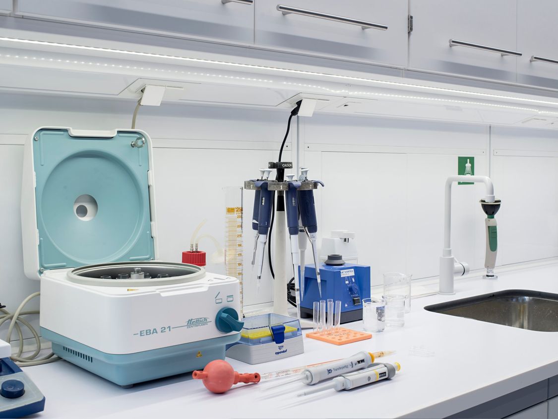 Utensils in the bioprocessing laboratory at Siemens City Vienna.