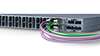 Detailed view of the SCALANCE XR-300 rack switch with PROFIBUS and PROFINET cables