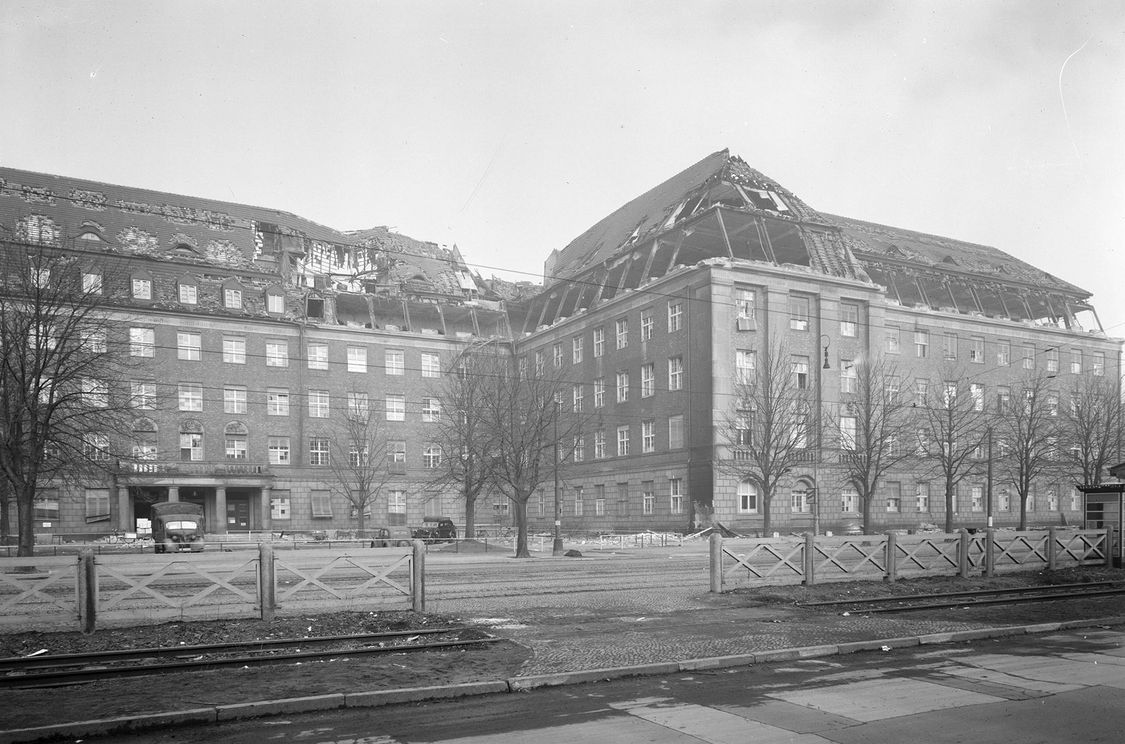 War damage to the administration building, 1944