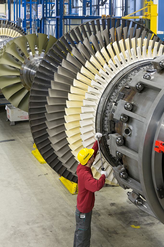 SGT5-8000H gas turbine in the Siemens assembling halls in Berlin