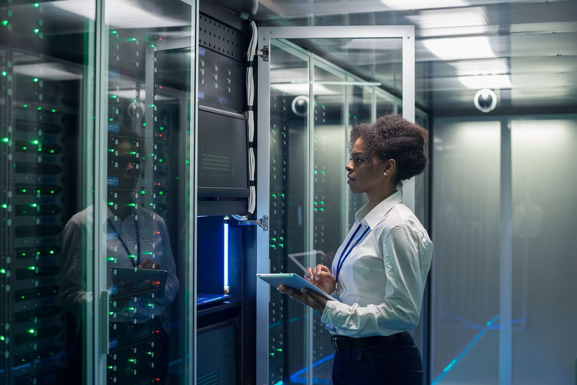 Woman in data center