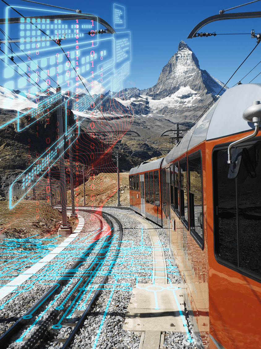 Gornergratbahn fährt durch die Alpen 