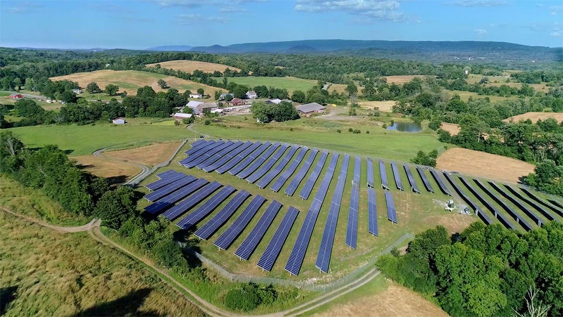 Field of solar array panels, Catskills NY state