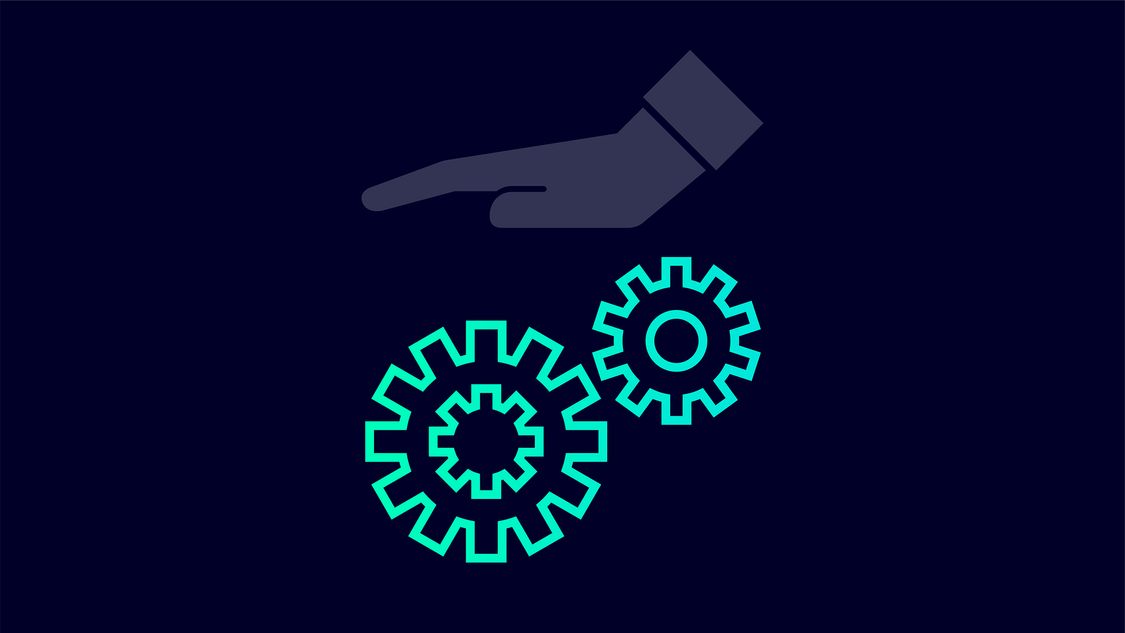 Graphic illustration of system integrity: a protective hand above two stylized gears meshing together.