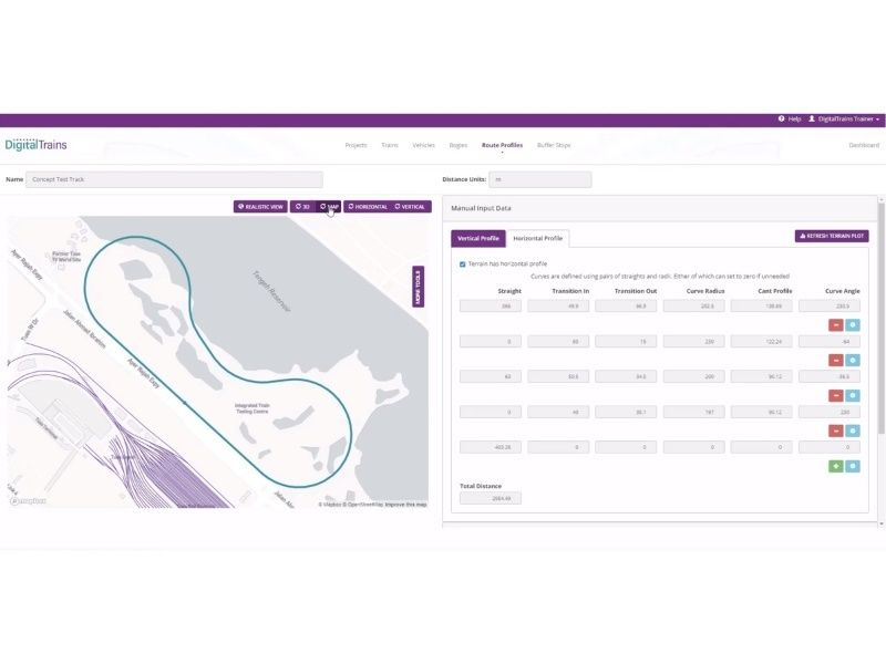 Train route profile interface
