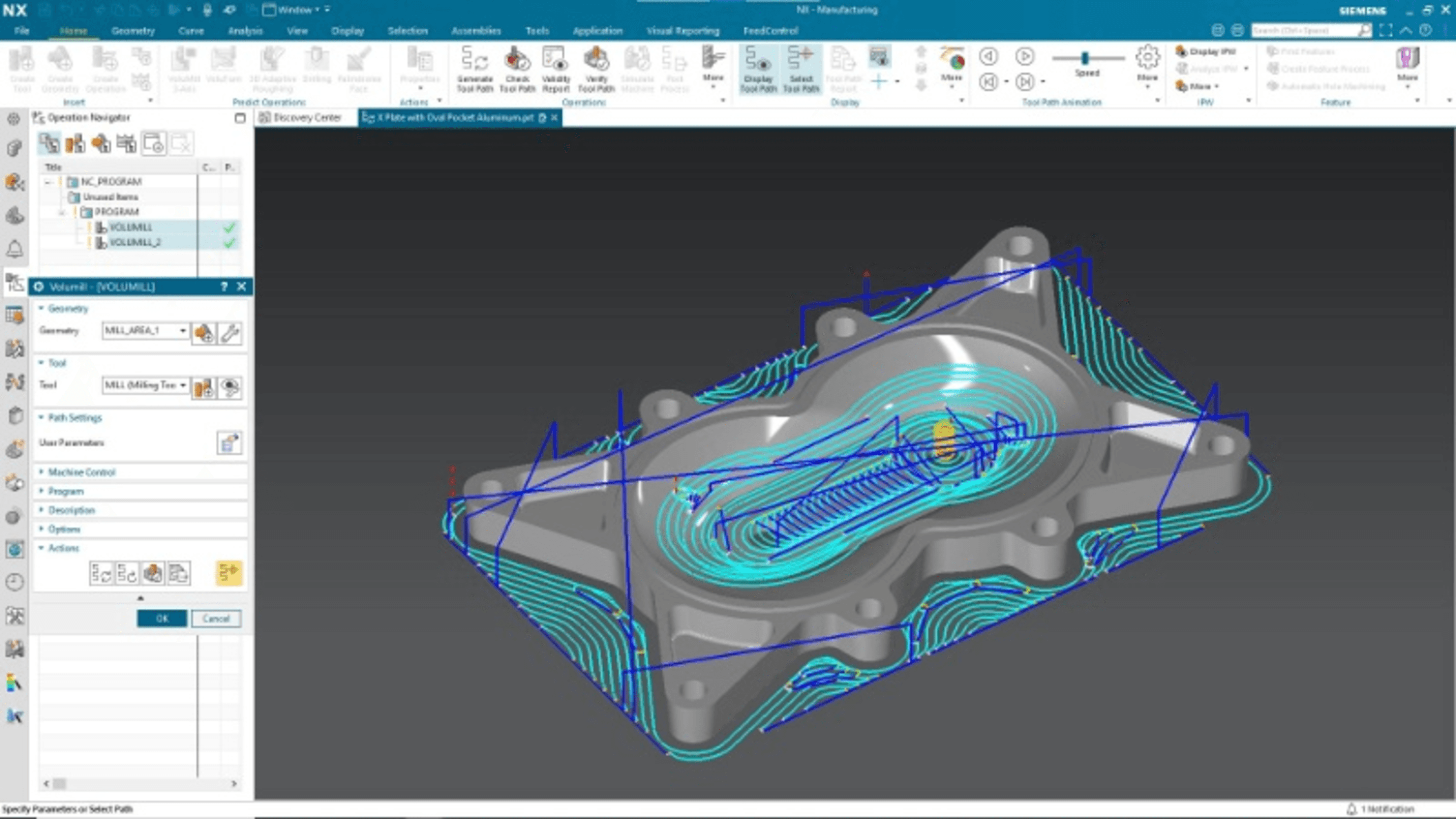 3D-модель САПР с визуализацией траектории движения инструмента