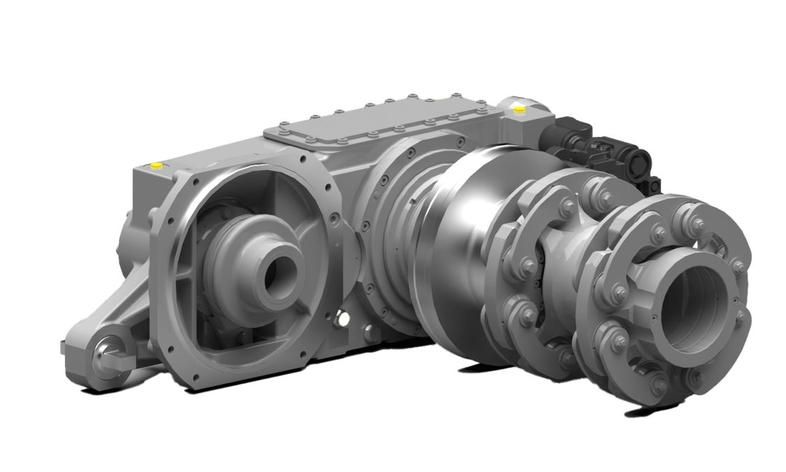 Helical gear units for low-floor trams