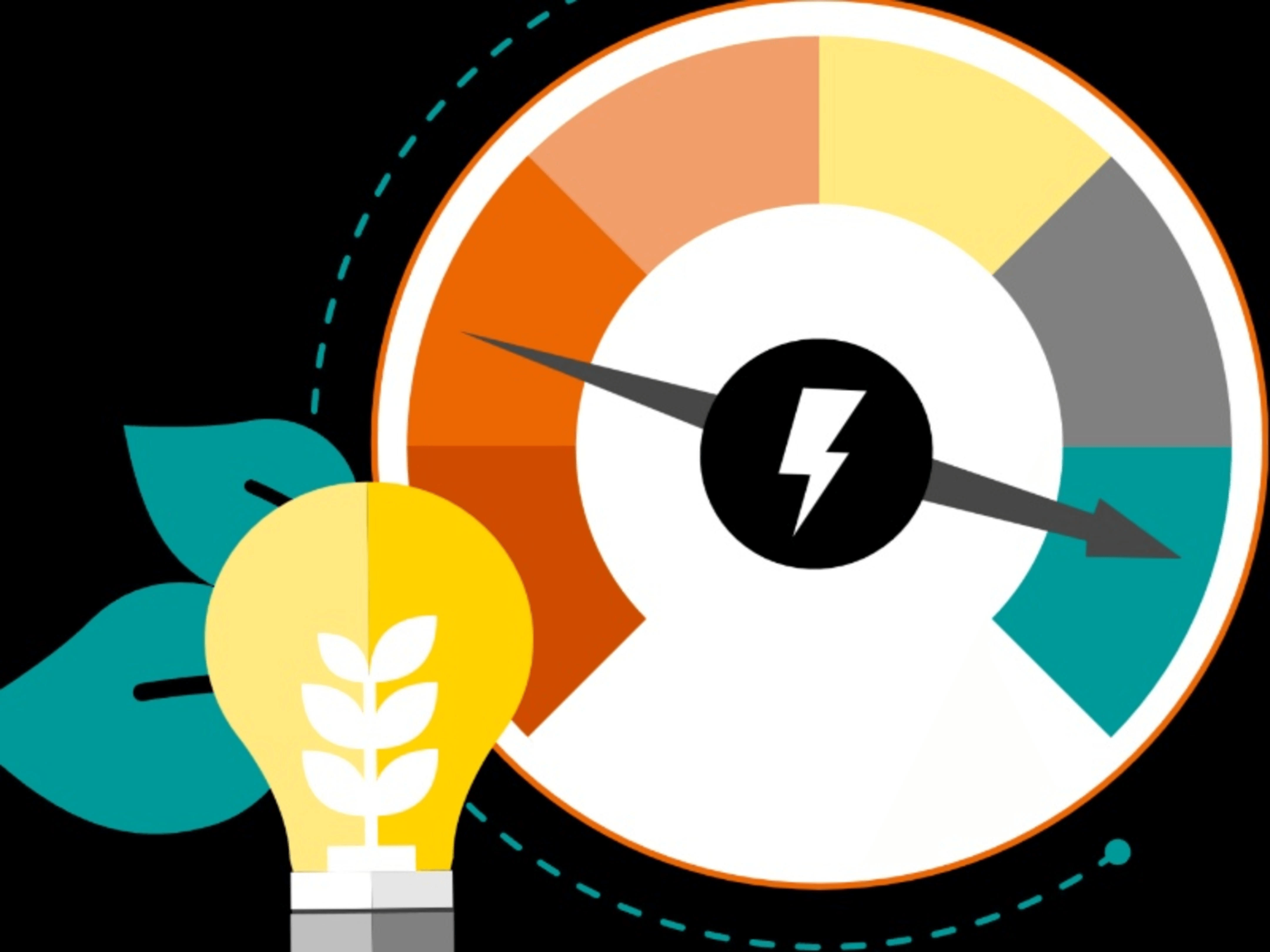 Energy efficiency diagram with lightbulb