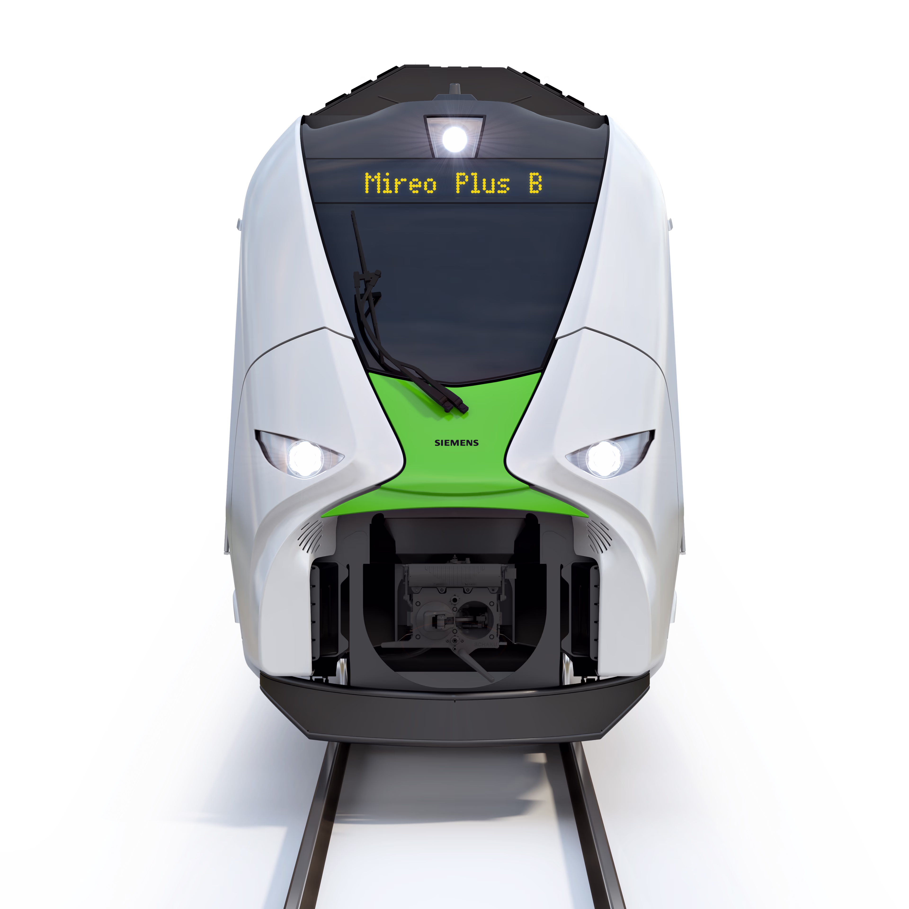 Billede af hvidt Mireo Plus B batteritog set forfra Mireo Plus B batteritog