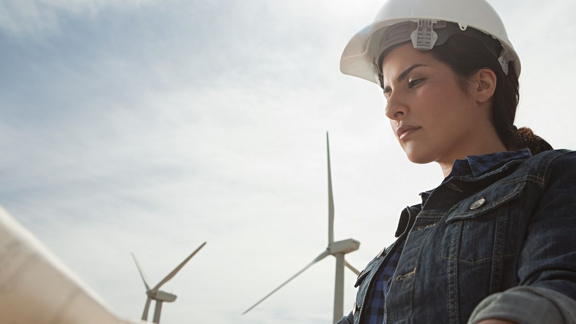 female energy infrastructure technician