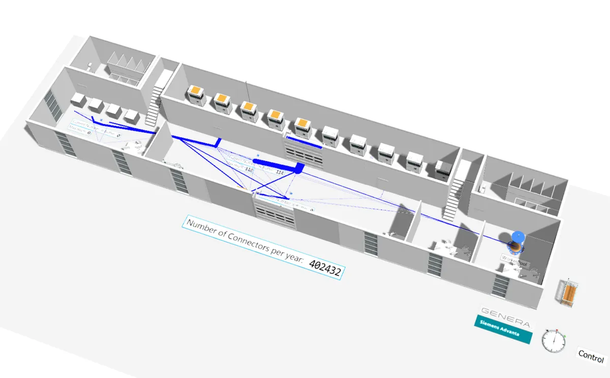 Tecnomatix Simulation to design the clean and safe large-scale production of plug-in connectors with GENERA´s DLP technology.